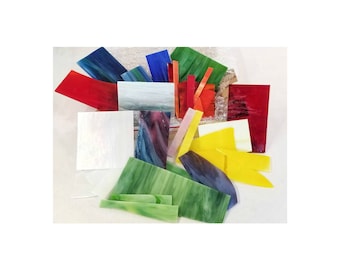 Stained Glass Pieces, Mosaic Art. Scrap Mixed Color Pack. Diy, Any Style, Nature, Flower Themed. Wispy Streaky. Pretty for GoG too. 3 lbs.