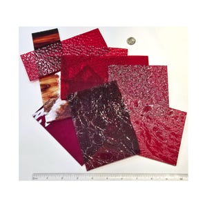 Red Stained Glass Sheets. Variety of Textures & Smooth. Diy for Panels, Leadlites. Glass on Glass Mosaic. Christmas Crafting Supply.