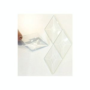 Stained Glass Bevels, Diamond Shaped. 1.5&quot;× 2.5&quot;. Clear Prism Polished, Angled Edges. Sets of 4 or 8, listed in variations.