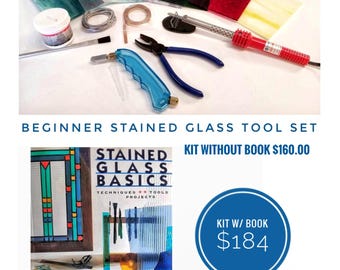 Beginner Stained Glass Kit. Soldering & Cutting Tool Set. Carbide Cutter, Hakko 503 Red Iron, Pliers, Book, Glass Sheets, Fun Accessories.