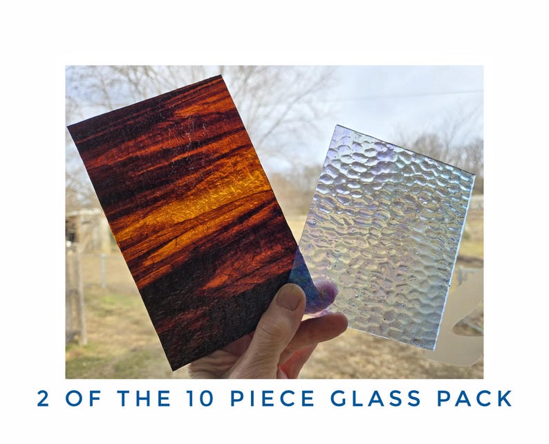 Variety Pack Stained Glass Sheets. Smooth & Textured, diy easy to cut. Wissmach, Spectrum, Misc. Colorful 4"× 6"+- for Suncatcher making. bild 3