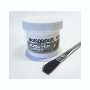 May include: A white jar of Nokorode Paste Flux regular paste with a black paintbrush. The jar is labeled "Nokorode Paste Flux Regular Paste" and has a net weight of 1 oz (45g).