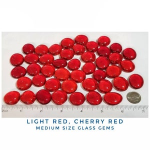 Lt. Red Glass Nuggets for Stained Glass. Stepping stones, mosaics, jewelry supply. Art & craft project. Medium Size. Holly Berry Vase Filler