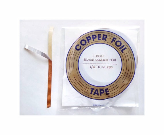 1/4" Silver Backed Copper Foil Tape. Stained Glass, Jewelry & Memory photo lockets Wire Art, Metal Soldering. Trial size or Roll.