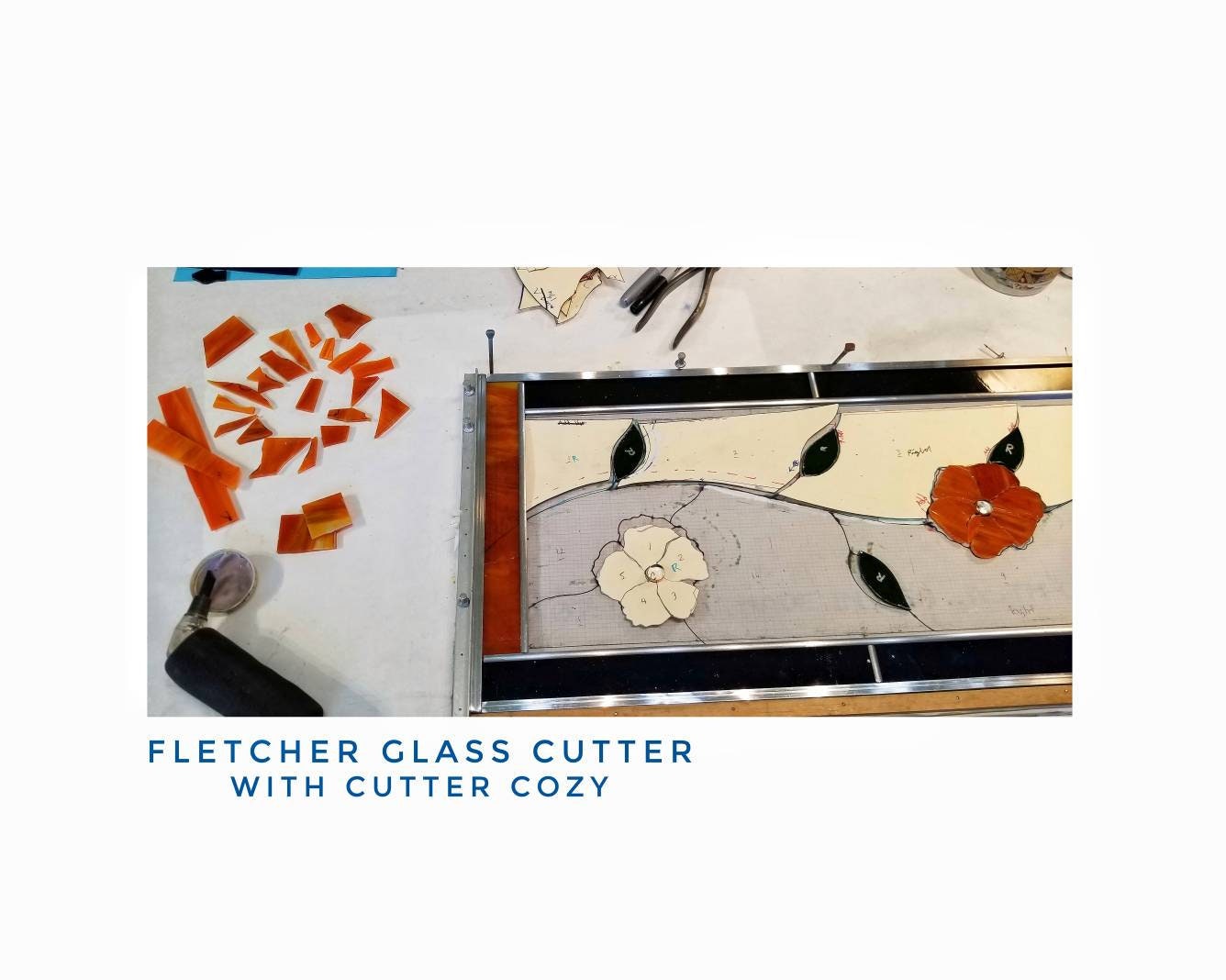 Glass Cutter & Cushion Grip. Stained Glass Tool by Fletcher