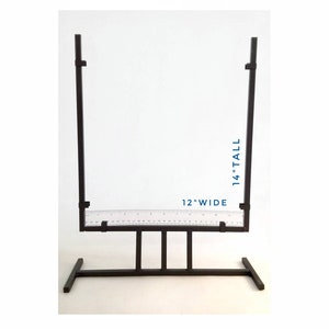 Display Stand on Sturdy Base. Mission Style Black Metal. 12&quot;x14&quot; for Stained or Fused Glass. Heavy wrought iron for mixed media art.
