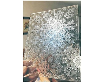 Morisco, Stained Glass Sheets, Clear, Textured Architectural Glass Art. Score on Smooth Side. Fun Craft & Jewelry Projects. 6''x 7''+-