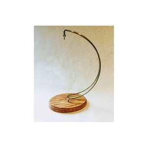 Ornament holder. Display stand, silver, for stained glass. Hang blown glass, small terrariums or suncatchers. Paintable with sturdy base.