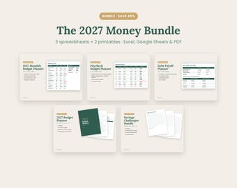 2027 Budget Bundle: Spreadsheet & Printable Planner, Debt Snowball Tracker (Digital Download)