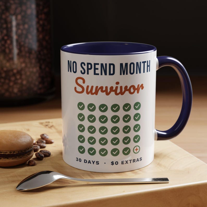 No Spend Month Survivor Mug, Funny Budget Coffee Mug, Money Saving Gift, Personal Finance Gift, 11oz Ceramic Mug image 6