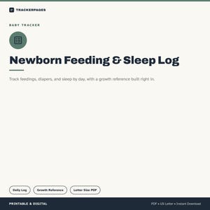 Matning av nyfödd, blöja, sömnlogg | Tillväxtreferens (PDF-nedladdning)
