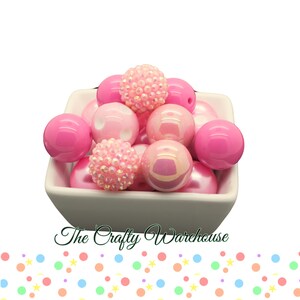 Pink Mix Beads, Chunky Beads, 20mm Beads, Acrylic Beads, Gumball Beads, DIY Chunky Necklace, Large Beads