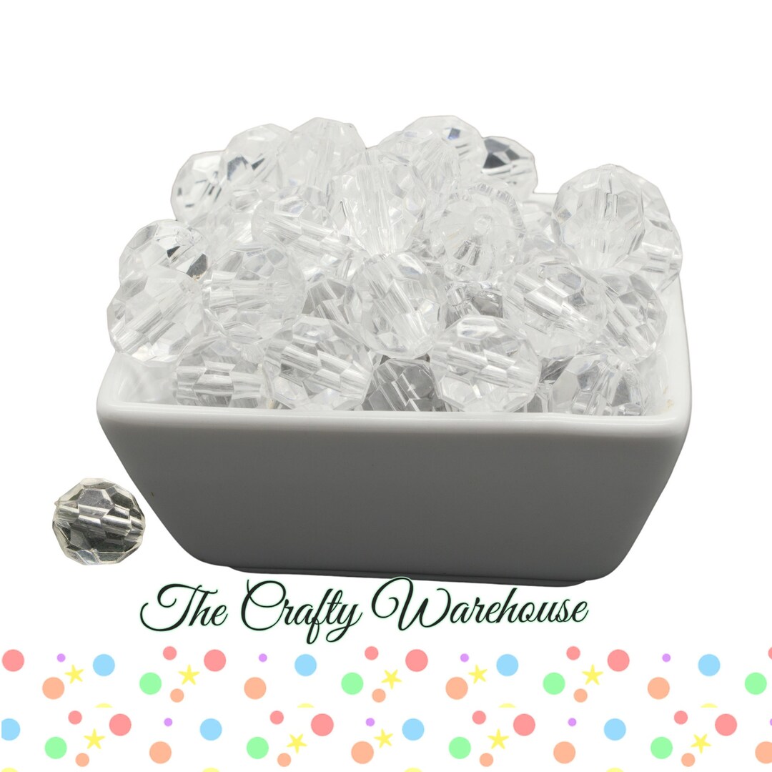 Faceted Acrylic Beads 12mm Beads Clear Faceted Beads 12 Etsy