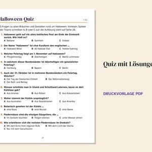 German Halloween Party Games Printable, Bingo 30 Cards, Quiz, Charades, Would You Rather, Teens and Adults, PDF