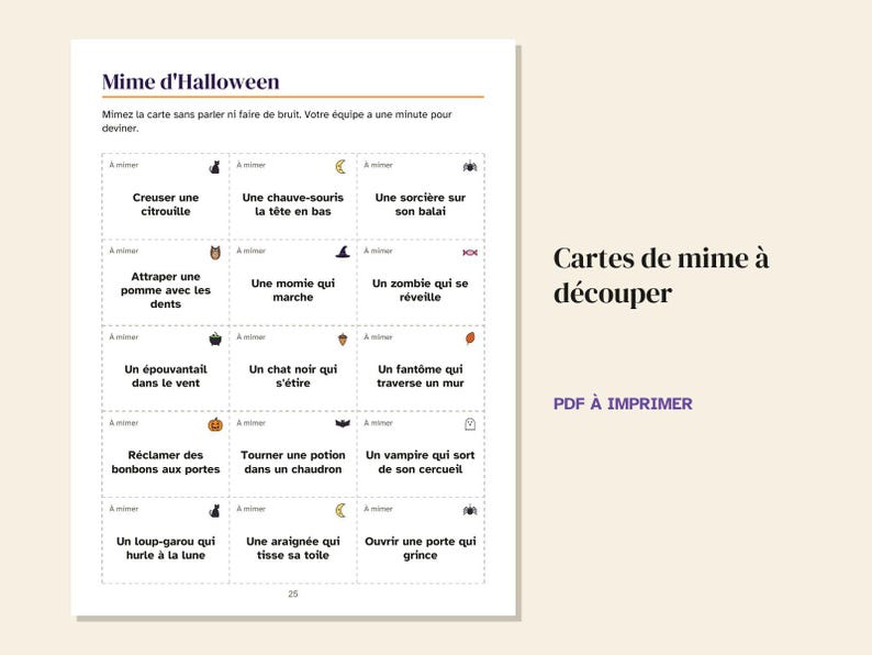 French Halloween Party Games Printable, Bingo 30 Cards, Quiz, Charades, Would You Rather, Teens and Adults, PDF