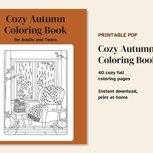 Cozy Autumn Coloring Pages Printable, 40 Fall Scenes, Reading Nooks, Cafes, Harvest, Rainy Days, Bold Lines, Instant Download PDF