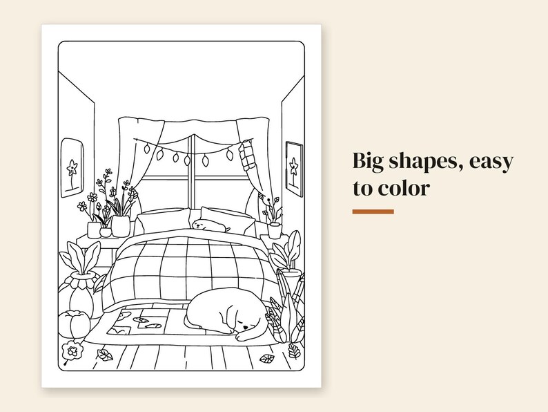 Cozy Autumn Coloring Pages Printable, 40 Fall Scenes, Reading Nooks, Cafes, Harvest, Rainy Days, Bold Lines, Instant Download PDF