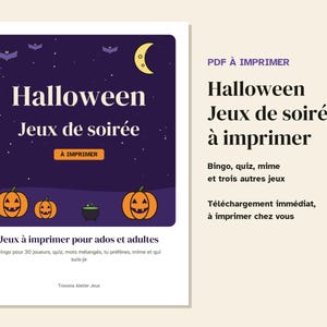 French Halloween Party Games Printable, Bingo 30 Cards, Quiz, Charades, Would You Rather, Teens and Adults, PDF