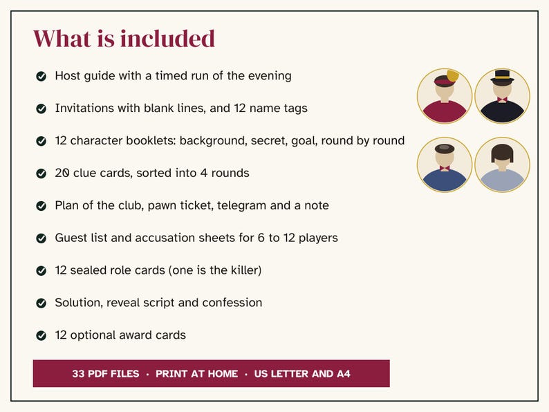 1920s Murder Mystery Game Printable, Speakeasy Party for 6 to 12 Players, Murder at the Gilded Flamingo, Adults, Instant Download image 5