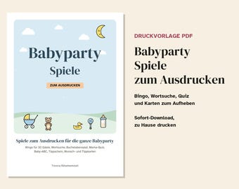 German Baby Shower Games Bundle, Bingo, Word Search, Quiz (PDF Download)