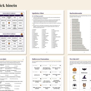 German Halloween Party Games Printable, Bingo 30 Cards, Quiz, Charades, Would You Rather, Teens and Adults, PDF