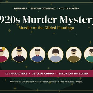1920s Murder Mystery Game Printable, Speakeasy Party for 6 to 12 Players, Murder at the Gilded Flamingo, Adults, Instant Download image 2