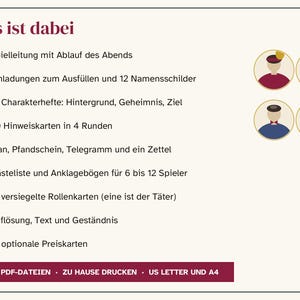 German 1920s Murder Mystery Printable, Krimidinner Goldene Zwanziger, Speakeasy Party for 6 to 12 Players, Game in German, Adults image 5
