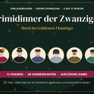 German 1920s Murder Mystery Printable, Krimidinner Goldene Zwanziger, Speakeasy Party for 6 to 12 Players, Game in German, Adults image 2