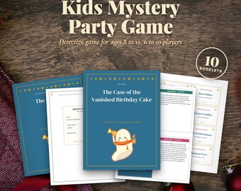 Kids Detective Party Game, Vanished Birthday Cake Mystery, Ages 8-12 (Instant Download)