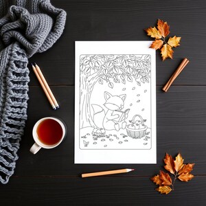 Cozy Autumn Coloring Pages Printable, 40 Fall Scenes, Reading Nooks, Cafes, Harvest, Rainy Days, Bold Lines, Instant Download PDF