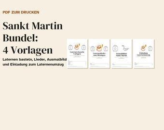 Sankt Martin Bundle: Lantern Templates, Songs, Coloring Pages, Invitations (German PDF)