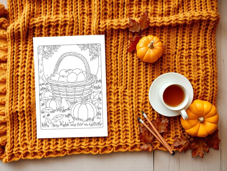 Cozy Autumn Coloring Pages Printable, 40 Fall Scenes, Reading Nooks, Cafes, Harvest, Rainy Days, Bold Lines, Instant Download PDF