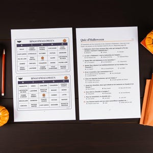 French Halloween Party Games Printable, Bingo 30 Cards, Quiz, Charades, Would You Rather, Teens and Adults, PDF
