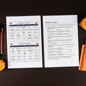 German Halloween Party Games Printable, Bingo 30 Cards, Quiz, Charades, Would You Rather, Teens and Adults, PDF