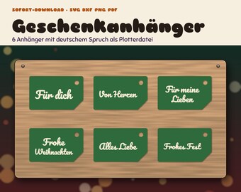 Etichette regalo natalizie tedesche in formato SVG, frasi festive (download digitale)