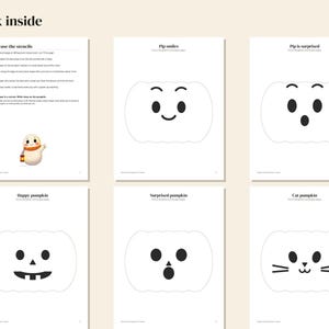 Pumpkin Carving Stencils Printable, 12 Easy Cute Faces, Pip Pumpkin Patterns, Kids Halloween Template, SVG Cut Files