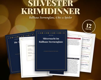 German New Year's Eve Murder Mystery Printable, Silvester Krimidinner for 6 to 12 Players, Party Game in German, Adults