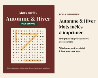 French Autumn Winter Word Search Book, Large Print Puzzles for Seniors (PDF)