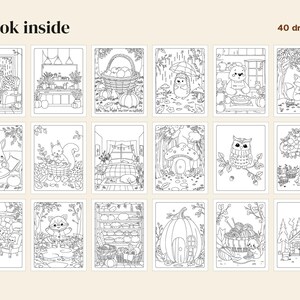 Cozy Autumn Coloring Pages Printable, 40 Fall Scenes, Reading Nooks, Cafes, Harvest, Rainy Days, Bold Lines, Instant Download PDF