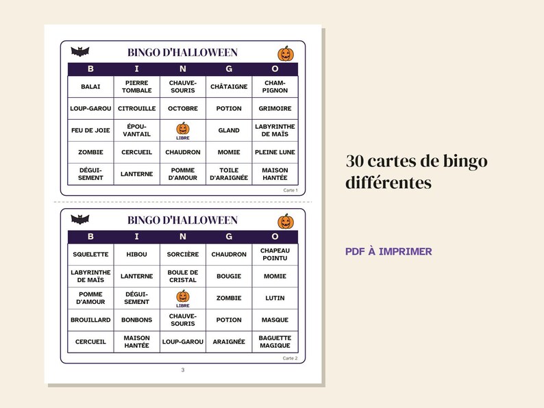 French Halloween Party Games Printable, Bingo 30 Cards, Quiz, Charades, Would You Rather, Teens and Adults, PDF