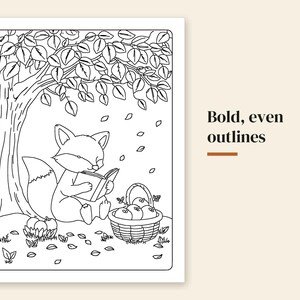 Cozy Autumn Coloring Pages Printable, 40 Fall Scenes, Reading Nooks, Cafes, Harvest, Rainy Days, Bold Lines, Instant Download PDF