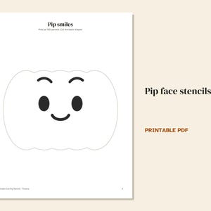 Pumpkin Carving Stencils Printable, 12 Easy Cute Faces, Pip Pumpkin Patterns, Kids Halloween Template, SVG Cut Files