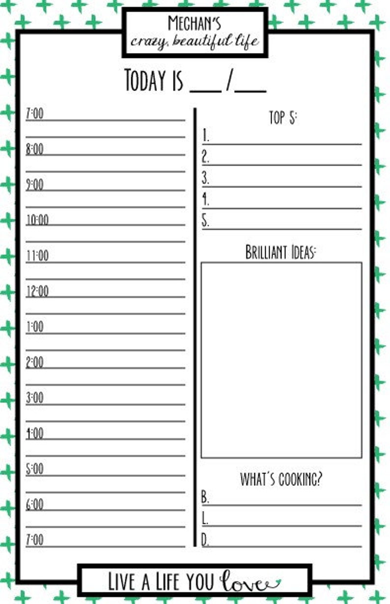 Personalized Daily Planner Notepad Hourly Planner Desk Pad - Etsy