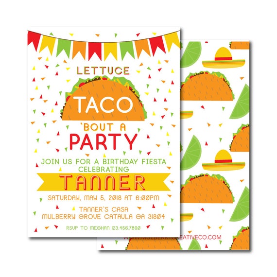 taco birthday invitation fiesta birthday invite cinco de etsy