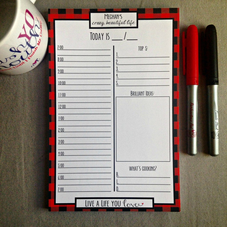 Personalized Daily Planner Notepad Hourly Planner Desk Pad Etsy