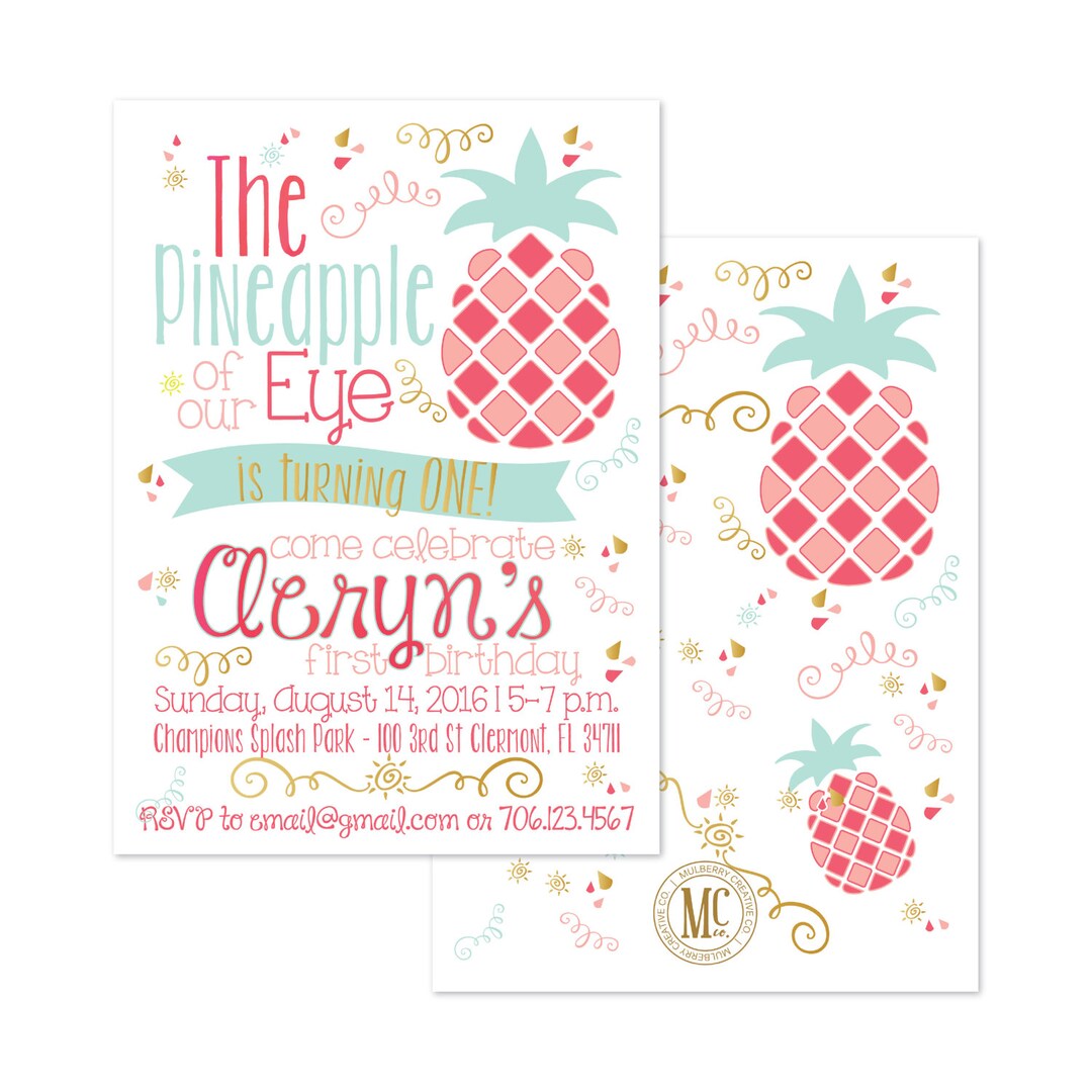 Pineapple Birthday Invitation Pineapple of Our Eye - Etsy