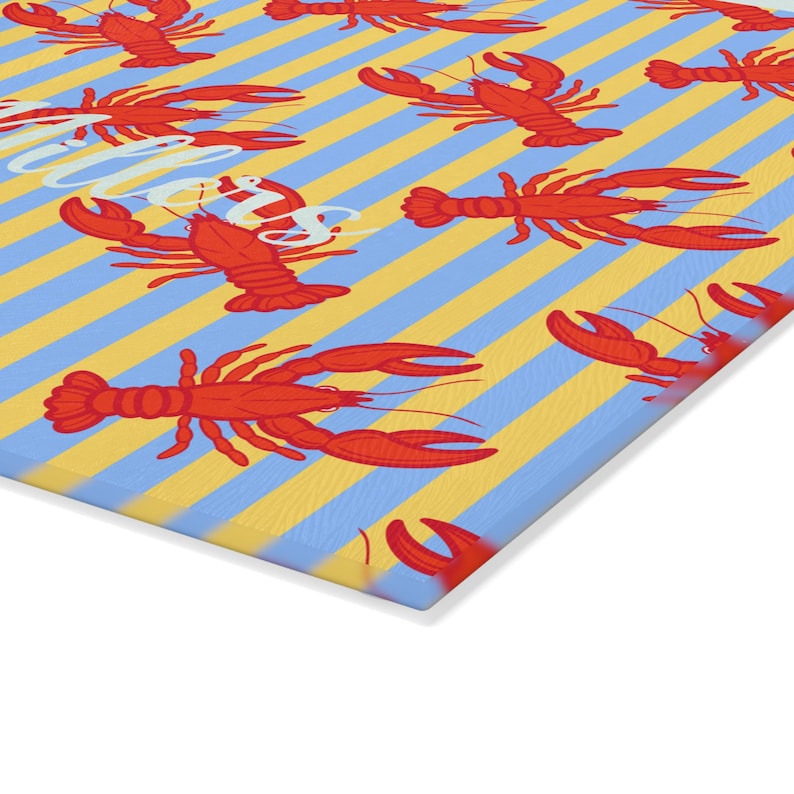Pattern Loster Red Lobster Pattern Glass Cutting Board | Nautical Coastal Kitchen ...