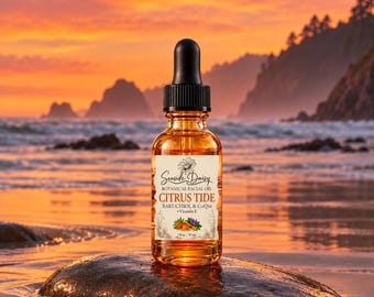Citrus Tide Botanical Facial Oil, Bakuchiol, CoQ10, Sea Buckthorn, Rosehip & Prickly Pear Seed Oil, Nourishing Face Serum, 1 oz