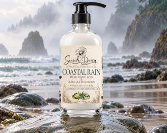 Coastal Rain Botanical Body Lotion, Hyaluronic Acid, Tremella Mushroom, Aloe Vera, Gotu Kola, Marshmallow Root, 8 oz