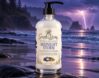 Midnight Storm Botanical Body Lotion, Magnesium, Lavender, Juniper Berry, Meadowfoam Oil, Colloidal Oatmeal, Squalane, 8 oz
